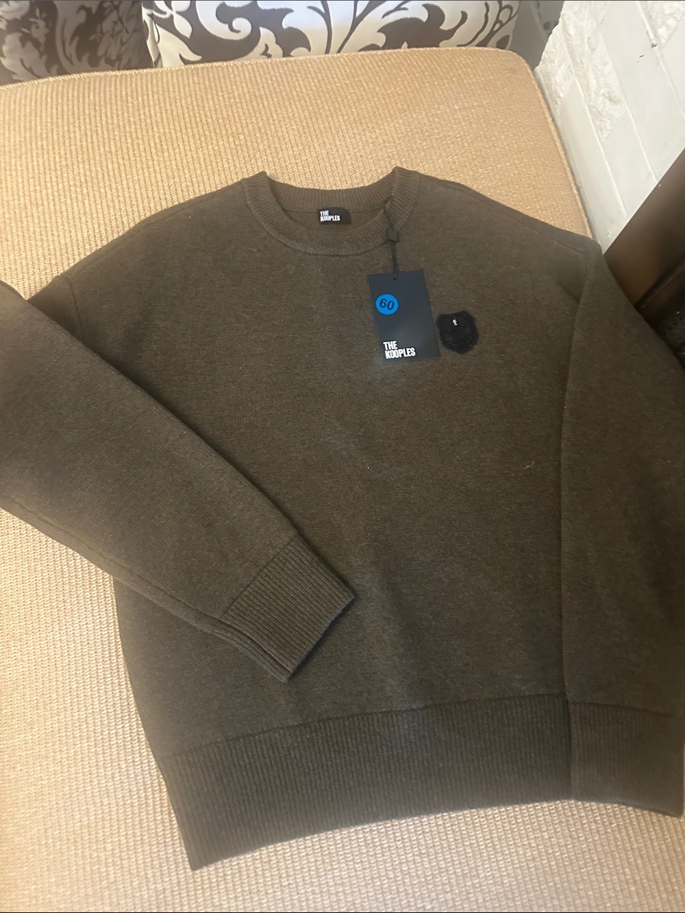 💜#72 BNWT The Kooples Olive Green Crewneck Sweater $395